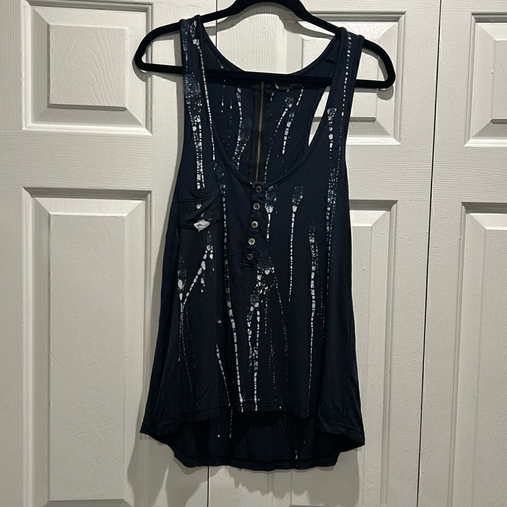 Patterson J. Kincaid Navy & White Sleeveless Top, Size Small